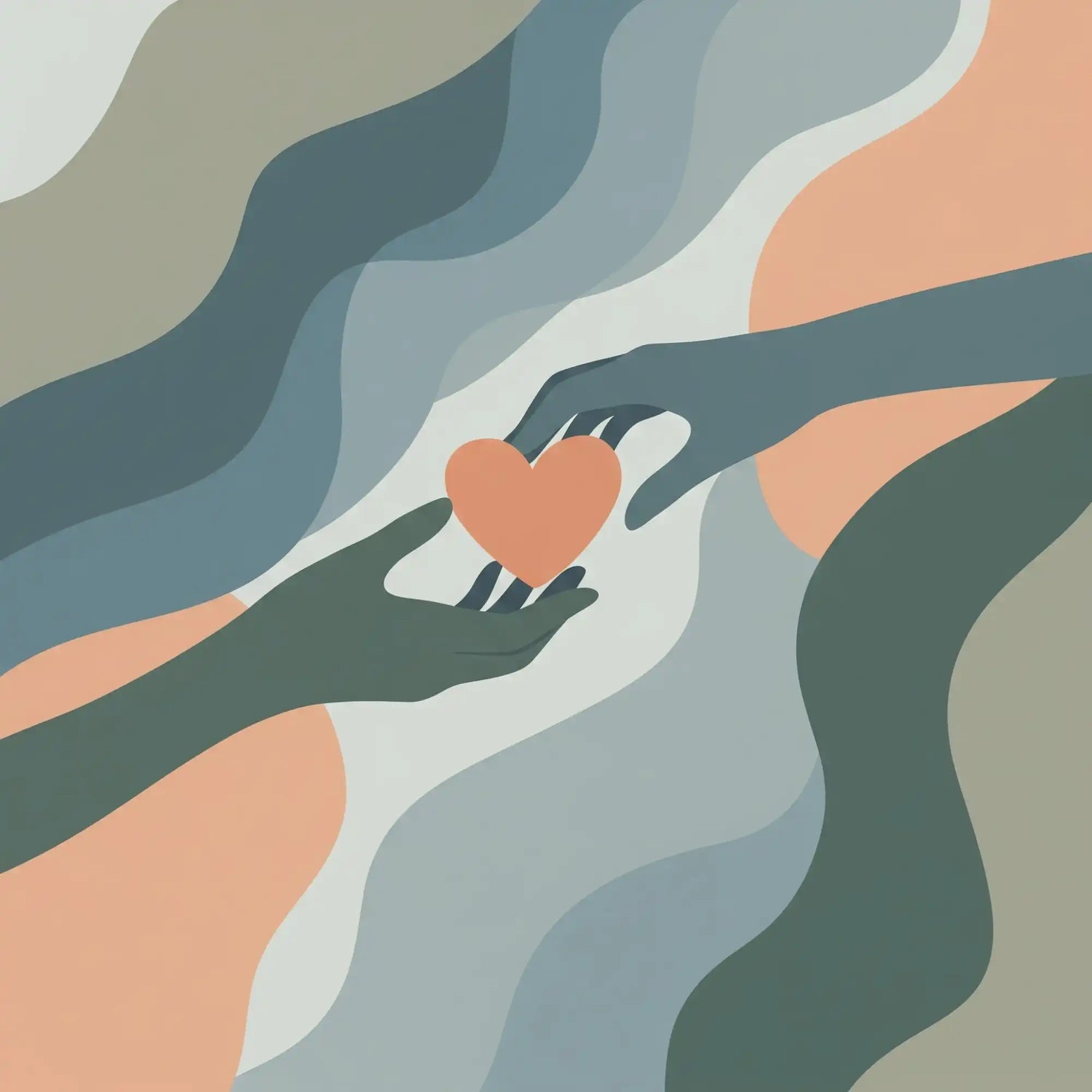 Deux mains échangeant un cœur.