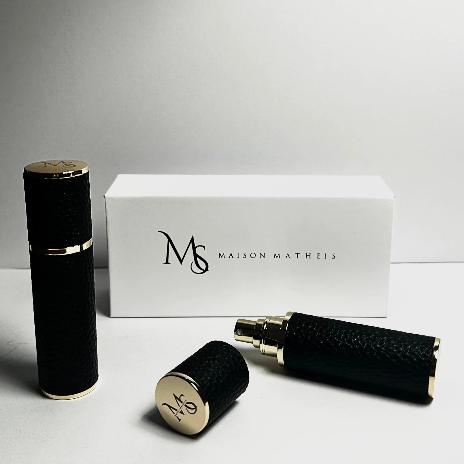 Échantillon Décant Parfum de niche - Coffret écrin cuir noir 10ml - Format voyage - Maison Matheis
