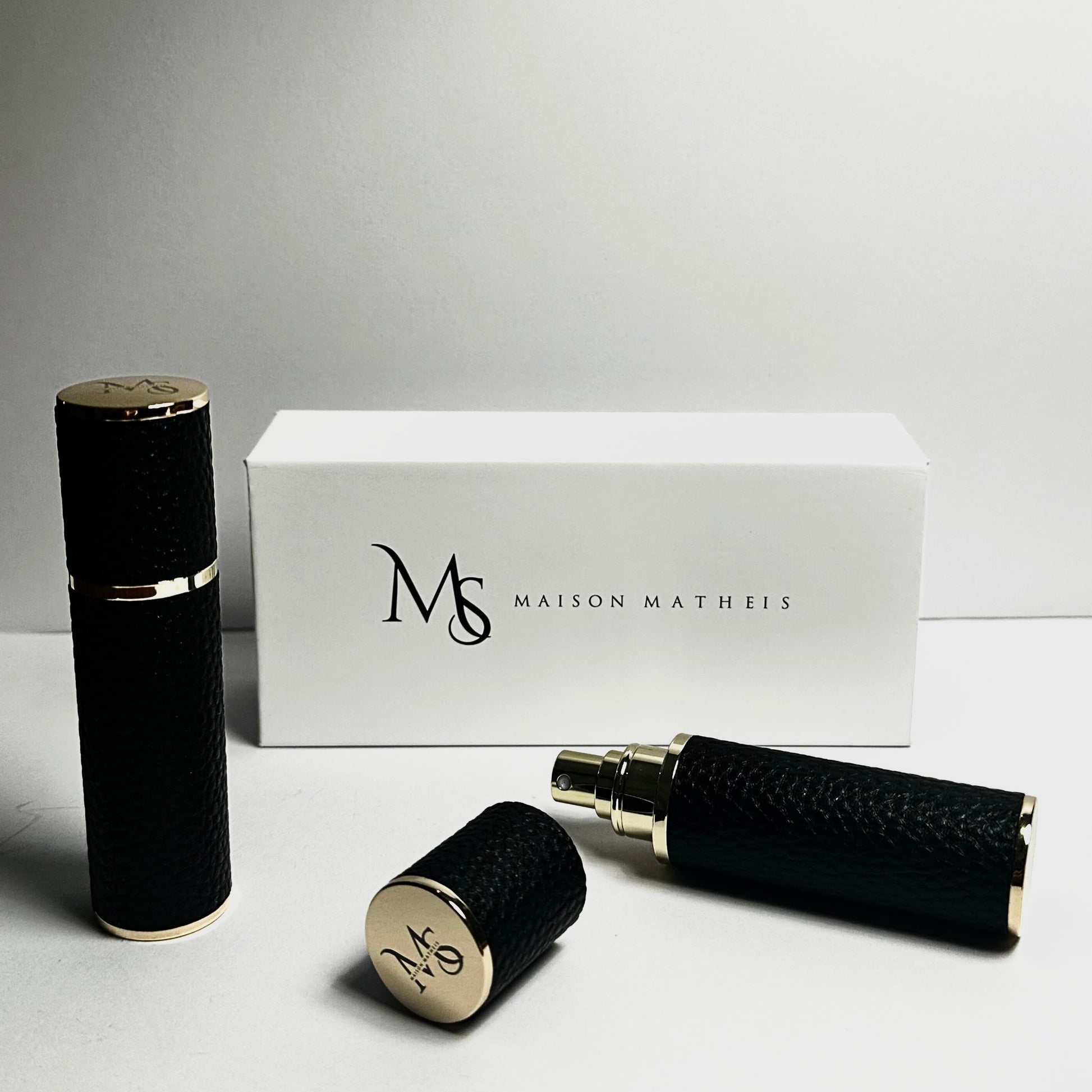 Échantillon Décant Parfum de niche - Coffret écrin cuir noir 10ml - Format voyage - Maison Matheis