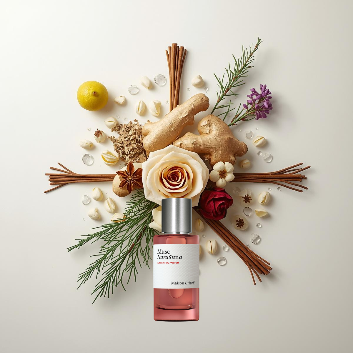 Notes olfactives Maison Crivelli Musc Nurasana - Extrait de Parfum Maison Matheis